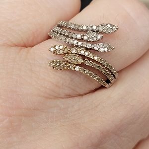 10k two tone diamond snake ring